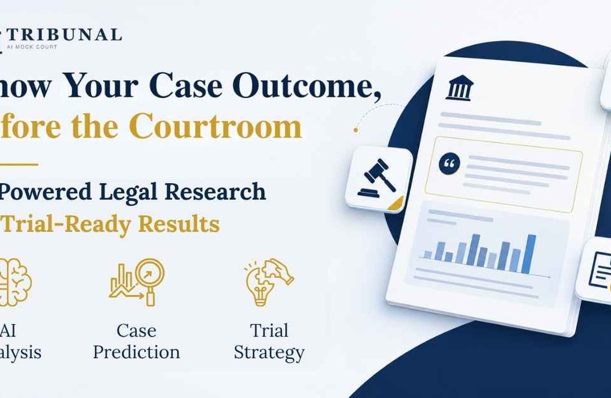 Trial AI 網站截圖 — AI 模擬法庭與案件預測平台